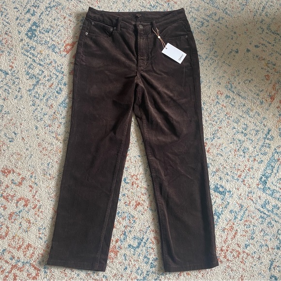 Quince Pants - NWT Quince Women Stretch Corduroy Cropped Straight Leg Pants - Warm Brown Sz 10